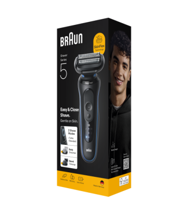 Braun 52-B1650s Series 5 SkinFlex, Black/Blue, + Trimmer & Body