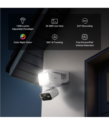 TP-LINK Tapo C710 | Pan/Tilt Security Floodlight Camera | 3 MP | F/2.0 | IP65 | H.264 | microSD up to 512 GB
