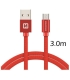 Swissten kaabel tekstiil Micro USB 3m , punane