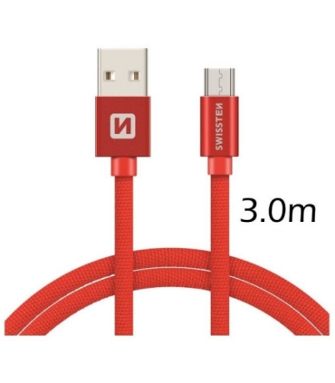 Swissten kaabel tekstiil Micro USB 3m , punane