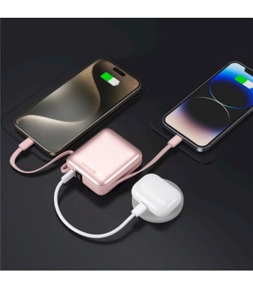 Swissten akupank 10000 mAh koos juhtmetega, roosa