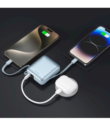 Swissten akupank 10000 mAh koos juhtmetega, helesinine