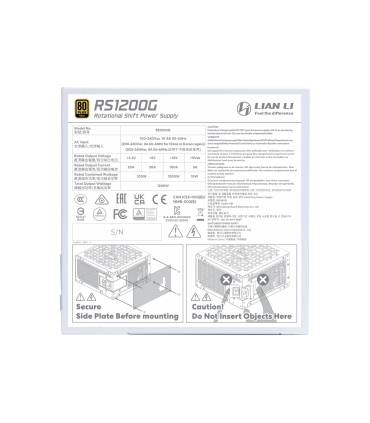 LIAN LI Power Supply  ATX PC 100 - 240 V 1200 W G9P.RS1200G.WH00.EU