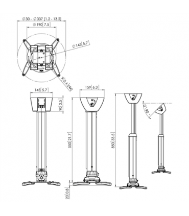 Vogels Projector Ceiling mount, PPC1555W, Maximum weight (capacity) 15 kg, White