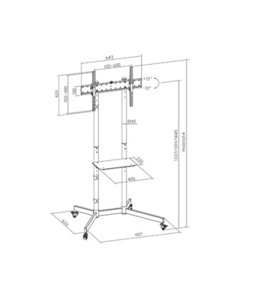 Sunne Floor stand S1122 TV cart 37-70"