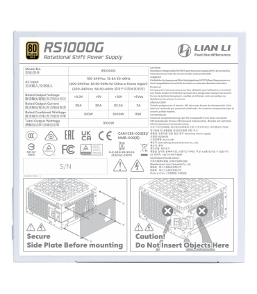 LIAN LI ATX PC 100 - 240 V 1000 W G9P.RS1000G.W000.EU