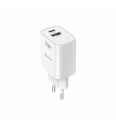 Swissten GaN laadija USB-C/USB-A 45W, valge