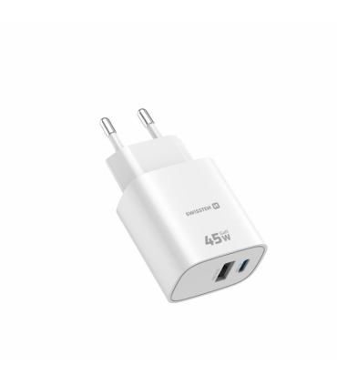Swissten GaN laadija USB-C/USB-A 45W, valge