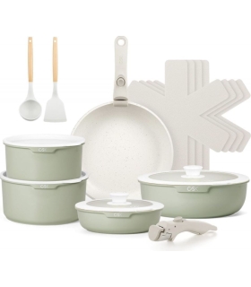CS Kochsysteme 17-piece Space-Saving Cookware Set, Forged Aluminum, Mint