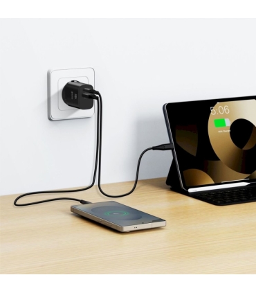 Swissten GaN laadija USB-C/USB-A 45W, must