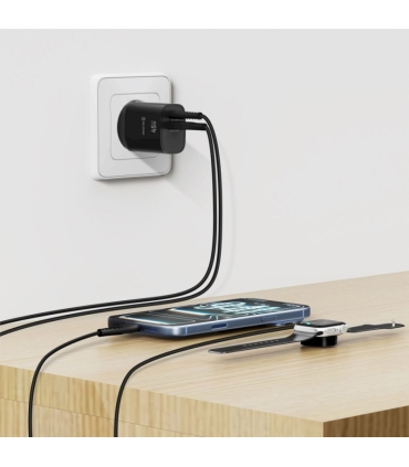 Swissten GaN laadija USB-C/USB-A 45W, must