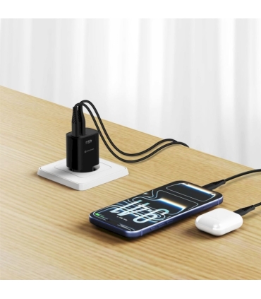 Swissten GaN laadija USB-C/USB-A 45W, must