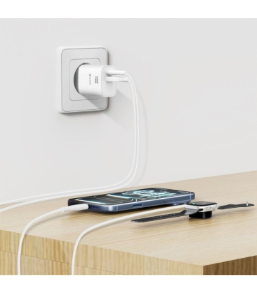 Swissten GaN laadija USB-C/USB-A 20W, valge