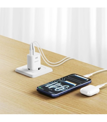 Swissten GaN laadija USB-C/USB-A 20W, valge