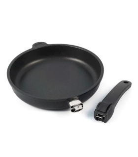 Induction frying pan with detachable handle