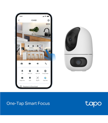 TP-LINK | Tapo C245D | Dual Lens Pan/Tilt Security Camera | Dome | 3 MP | 3.1mm/F1.6 | MicroSD Card up to 512 GB