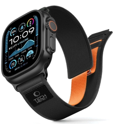 Tech-Protect kellarihm Nylon Elite Apple Watch 44/45/46/49mm, must/oranž