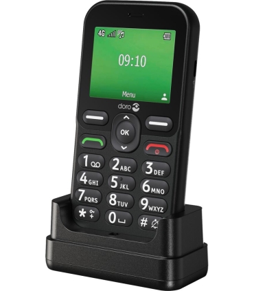 Doro E10 4G must nuputelefon koos laadimisalusega