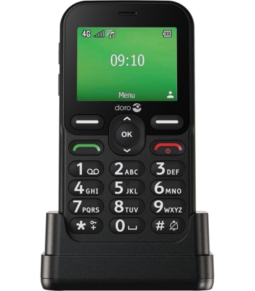 Doro E10 4G must nuputelefon koos laadimisalusega