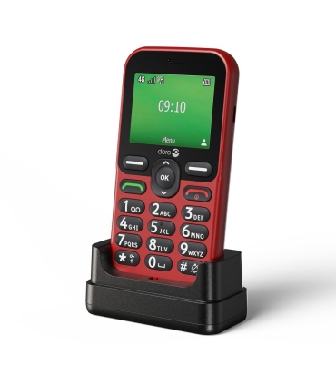 Doro E10 4G punane nuputelefon koos laadimisalusega