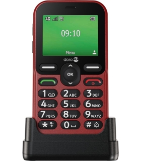 Doro E10 4G punane nuputelefon koos laadimisalusega