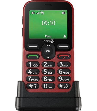 Doro E10 4G punane nuputelefon koos laadimisalusega