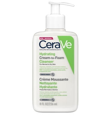 CeraVe Hydrating Cream-to-Foam Cleanser (236mL) Normal to Dry Skin