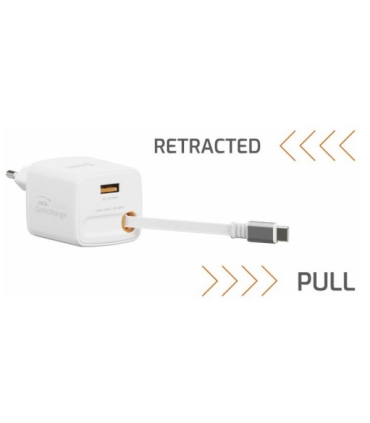 Swissten Slidecharge reisilaadija sissehitatud kaabliga+ USB A PD 30W valge