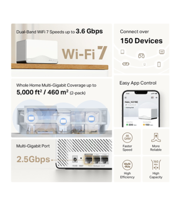 Mercusys | BE3600 Whole Home Mesh Wi-Fi 7 System | Halo H27BE (2-pack) | 802.11ax | Ethernet LAN (RJ-45) ports 1 | Mesh Support 