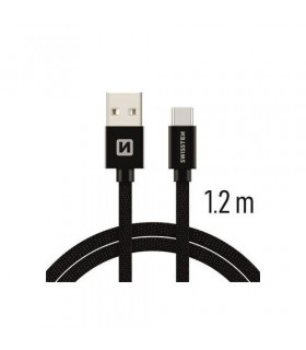 Swissten kaabel tekstiil USB-C 1,2m must