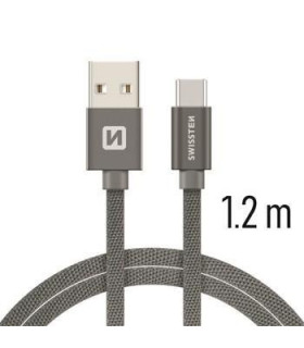 Swissten kaabel tekstiil USB-C 1,2m hall