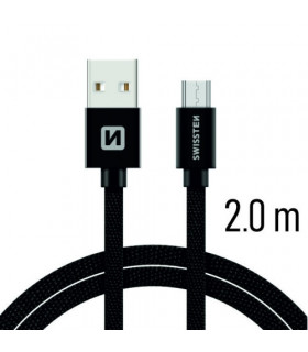 Swissten kaabel tekstiil Micro USB 2m , must