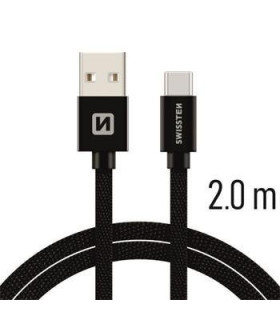 Swissten kaabel tekstiil USB-C 2m , must