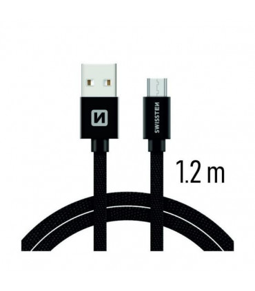 Swissten kaabel tekstiil Micro USB 1,2m must