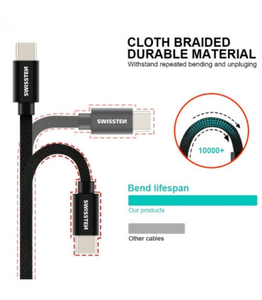 Swissten kaabel tekstiil Micro USB 3m , must