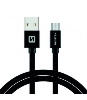 Swissten kaabel tekstiil Micro USB 3m , must