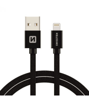 Swissten kaabel Lightning tekstiil 3m , must