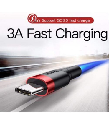 Baseus Cafule kaabel USB A - USB-C QC 3.0, 1m, must-punane
