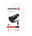 Swissten autolaadija 12/24 V USB-C 2,4A 1m must