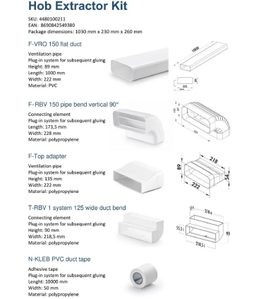 Beko 4480100211 paigalduskomplekt õhupuhastiga pliidiplaadile