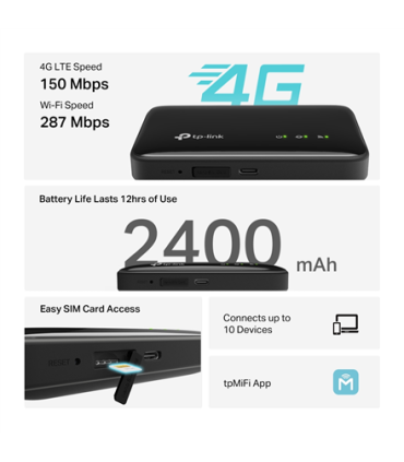 TP-LINK | 4G LTE Mobile Wi-Fi | M7005 | 802.11ax | MU-MiMO No | Antenna type Internal