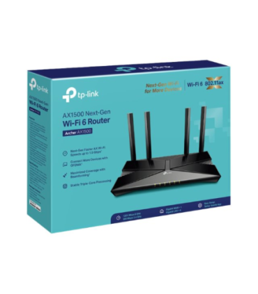 TP-LINK Archer AX1500 | AX1500 Wi-Fi 6 Router | 802.11n | 10/100/1000 Mbit/s | Ethernet LAN (RJ-45) ports 4 | Mesh Support No | 