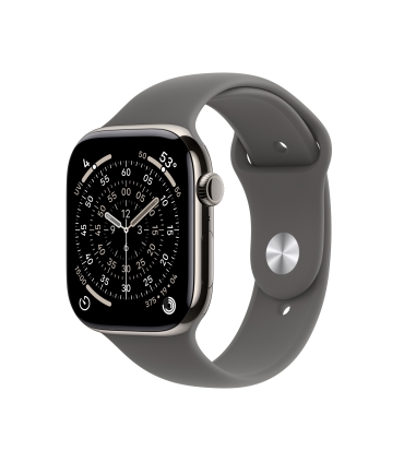 Apple Watch Series 11 GPS + Cellular 42mm Natural Titanium Case with Stone Grey Sport Band - S/M