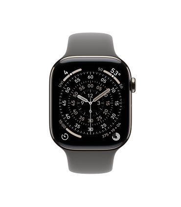 Apple Watch Series 11 GPS + Cellular 42mm Natural Titanium Case with Stone Grey Sport Band - S/M