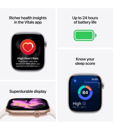 Apple Watch Series 11 GPS + Cellular 42mm Natural Titanium Case with Stone Grey Sport Band - S/M