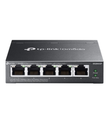 TP-LINK | Omada 5-Port Gigabit Easy Managed Switch with 4-Port PoE+ | ES205GP | Desktop/Wall mountable