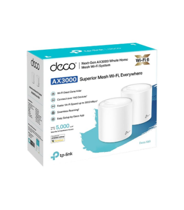 TP-LINK | AX3000 Whole Home Mesh Wi-Fi 6 System | Deco X60 (2-pack) | 802.11ax | 2402+574 Mbit/s | 10/100/1000 Mbit/s | Ethernet