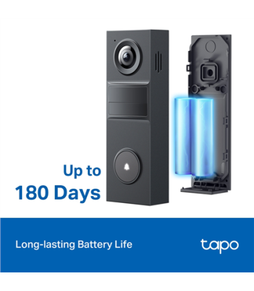 TP-LINK 2K Battery Video Doorbell | Tapo D205 | 3 MP | 2.4mm/F2.2 | IP54 | H.264 | Micro SD, Max. 512