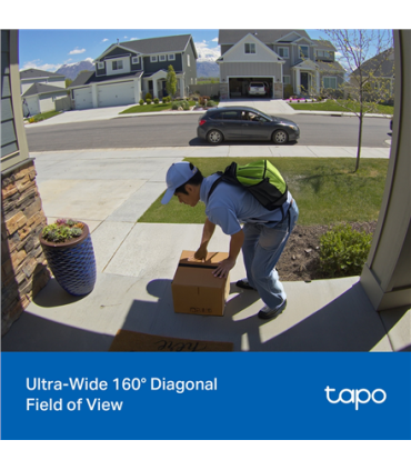 TP-LINK 2K Battery Video Doorbell | Tapo D205 | 3 MP | 2.4mm/F2.2 | IP54 | H.264 | Micro SD, Max. 512
