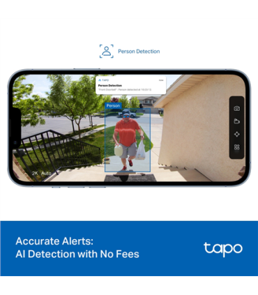 TP-LINK 2K Battery Video Doorbell | Tapo D205 | 3 MP | 2.4mm/F2.2 | IP54 | H.264 | Micro SD, Max. 512